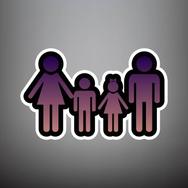 Aile işareti. Vektör. Siyah ve beyaz l ile menekşe degrade simgesi