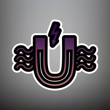 Mıknatıs manyetik kuvvet göstergesi ile. Vektör. Menekşe degrade ben