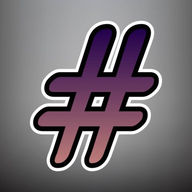 Hashtag işareti illüstrasyon. Vektör. Bla ile menekşe degrade simgesi