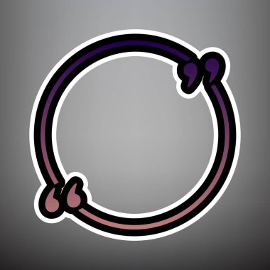 Metin tırnak işareti. Vektör. Siyah ve WHI menekşe degrade simgesiyle