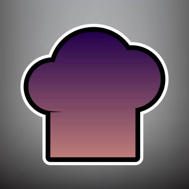 Şef kap işareti. Vektör. Siyah ve beyaz ile menekşe degrade simgesi