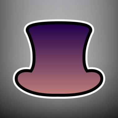Silindir şapka işareti. Vektör. Siyah ve beyaz ile menekşe degrade simgesi 