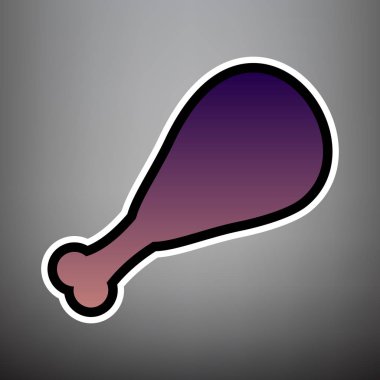 Tavuk bacağı işareti. Vektör. Siyah menekşe degrade simgesi ve wh