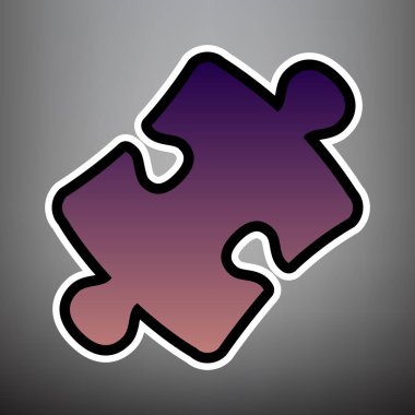 Parça işareti bulmaca. Vektör. Menekşe degrade simge siyah ve w