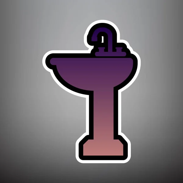 Bathroom sink sign. Vector. Violet gradient icon with black and — Stock Vector