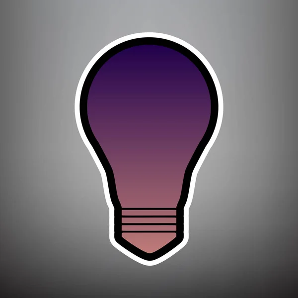 Sinal de lâmpada de luz. Vector. Ícone de gradiente violeta com preto e whi —  Vetores de Stock