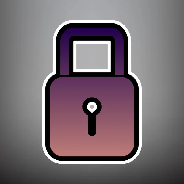 Lock sign illustration. Vector. Violet gradient icon with black — Stock Vector