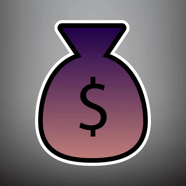 Иллюстрация мешка с деньгами. Вектор. Фиолетовый градиент с b — стоковый вектор