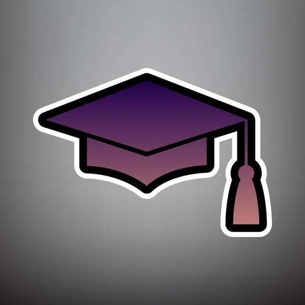 Tablero de mortero o casquillo de graduación, símbolo de educación. Vector. Violeta. — Vector de stock