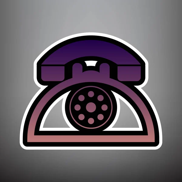 Retro telefon znamení. Vektor. Fialový gradient ikona s černým — Stockový vektor