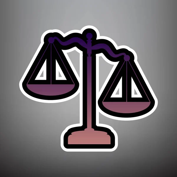 Scales of Justice sign. Vector. Violet gradient icon with black — Stock Vector