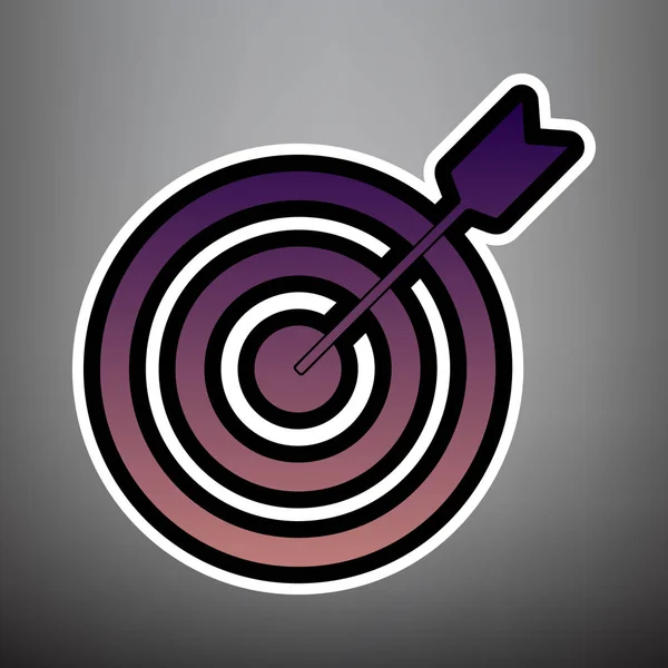 Rikta med dart. Vektor. Violett gradient ikonen med svart och wh — Stock vektor