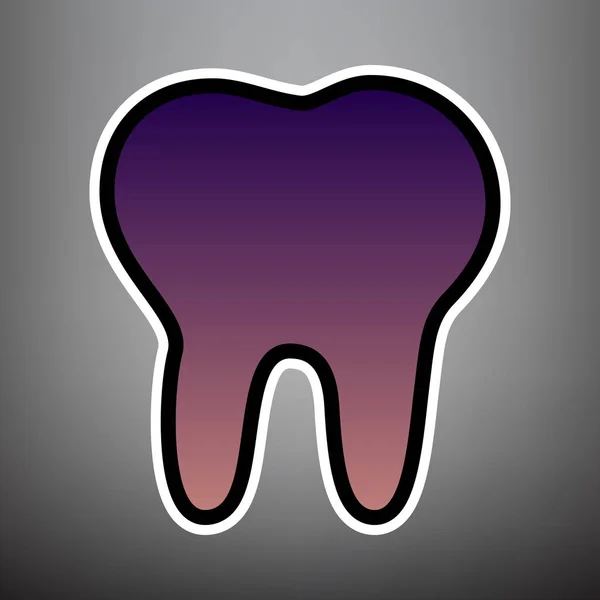 Tooth sign illustration. Vector. Violet gradient icon with black — Stock Vector