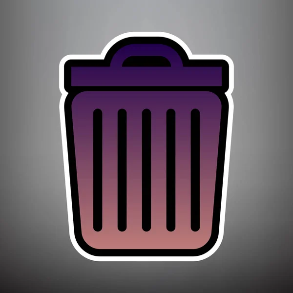 Müllzeichen-Illustration. Vektor. violettes Gradienten-Symbol mit Schwarz — Stockvektor