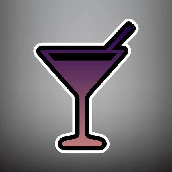 Cocktail teken de afbeelding. Vector. Violet kleurovergang pictogram met bl — Stockvector