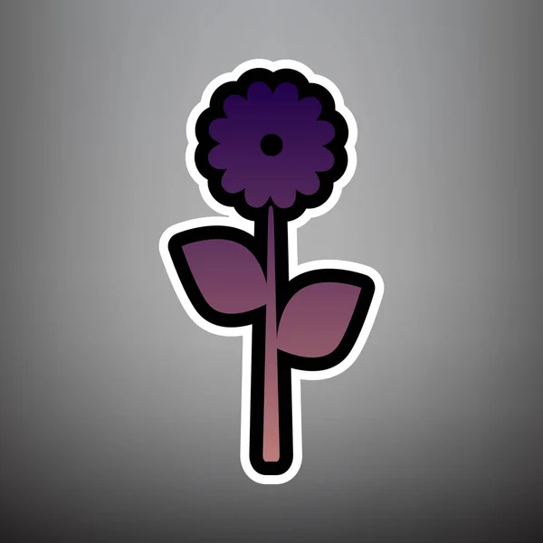 Flor ilustração signo. Vector. Ícone de gradiente violeta com blac —  Vetores de Stock