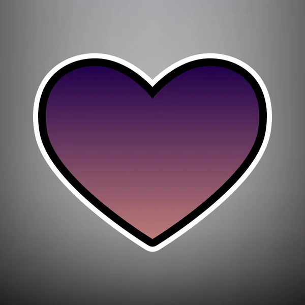 Krawattenzeichen. Vektor. violettes Farbverlauf-Symbol mit schwarzer und weißer Linie — Stockvektor