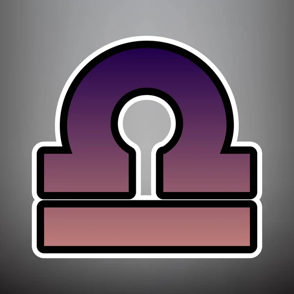 Ilustración de signos de Libra. Vector. Icono de degradado violeta con negro — Vector de stock