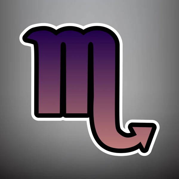 Illustration de signe Scorpion. Vecteur. Icône dégradée violette avec bla — Image vectorielle