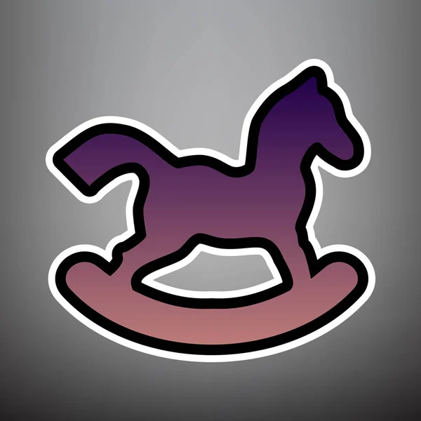Pferdespielzeugschild. Vektor. violettes Gradienten-Symbol mit Schwarz und Weiß — Stockvektor