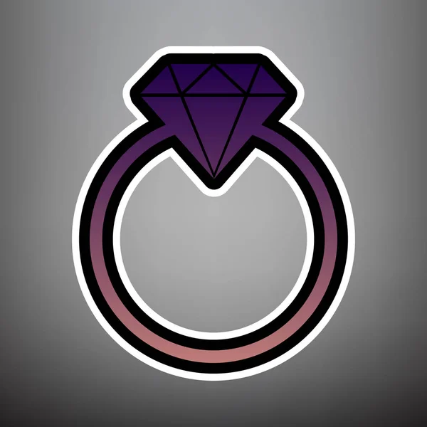 Signo de diamante ilustración. Vector. Gradiente violeta icono con bla — Archivo Imágenes Vectoriales