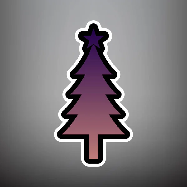 New year tree sign. Vector. Violet gradient icon with black and — Stock Vector
