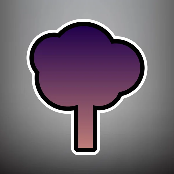 Signo de árbol ilustración. Vector. Icono de degradado violeta con negro — Archivo Imágenes Vectoriales