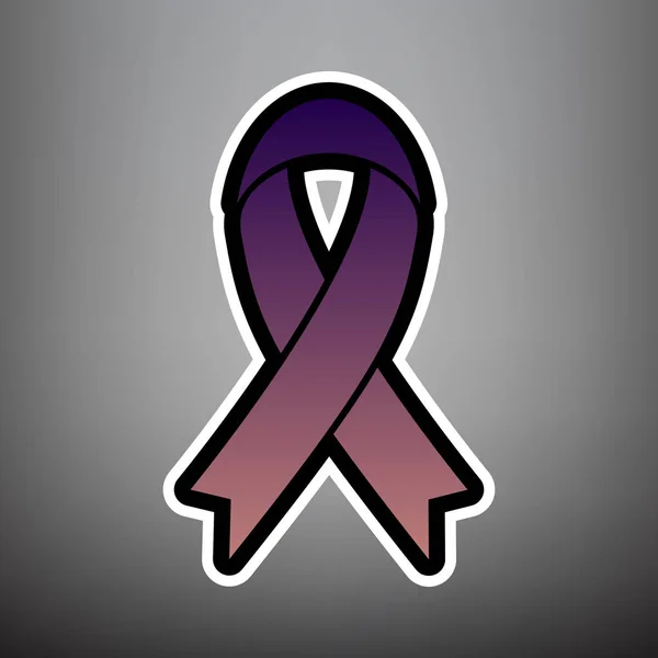Black awareness ribbon sign. Vector. Violet gradient icon with b — Stock Vector