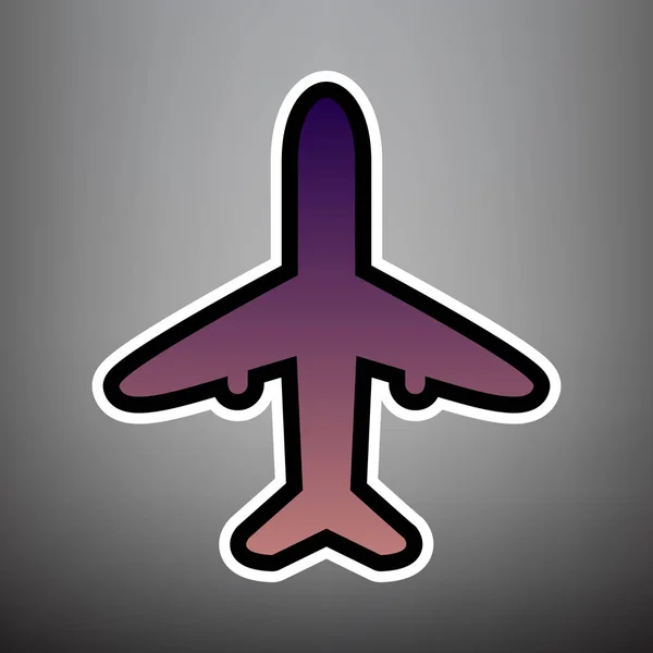 Ilustração do sinal do avião. Vector. Ícone de gradiente violeta com bl — Vetor de Stock