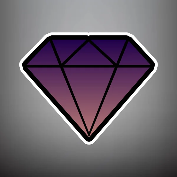 Diamond tecken illustration. Vektor. Violett gradient ikonen med bla — Stock vektor