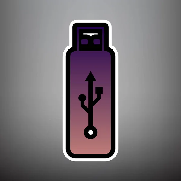 USB-Flash-Laufwerk Zeichen. Vektor. violettes Gradienten-Symbol mit schwarzem an — Stockvektor