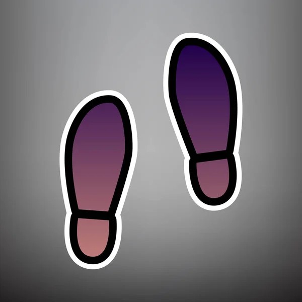 Empreinte semelles chaussures signe. Vecteur. Icône dégradée violette avec blac — Image vectorielle