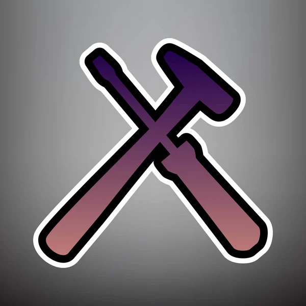 Outils signe illustration. Vecteur. Icône dégradée violette avec noir — Image vectorielle