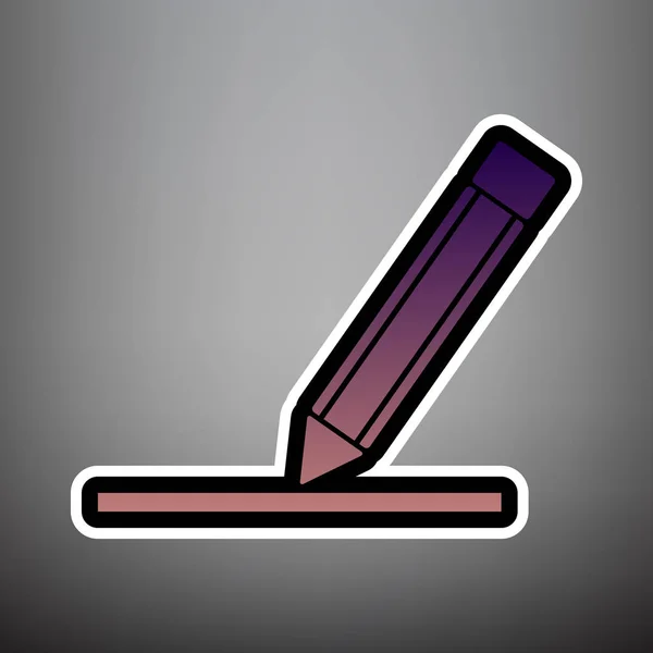 Potlood teken illustratie. Vector. Violet kleurovergang pictogram met zwart — Stockvector