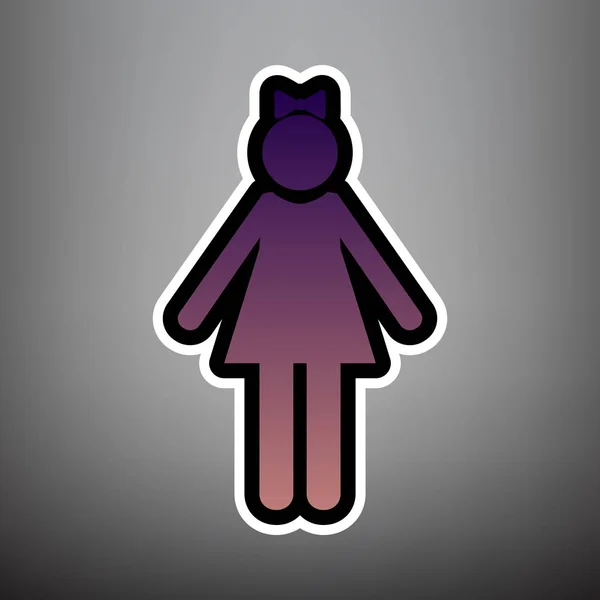 Girl sign illustration. Vector. Violet gradient icon with black — Stock Vector
