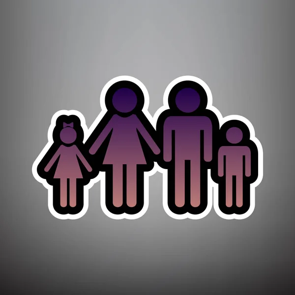 Illustrazione segno di famiglia. Vettore. Icona sfumata viola con blac — Vettoriale Stock