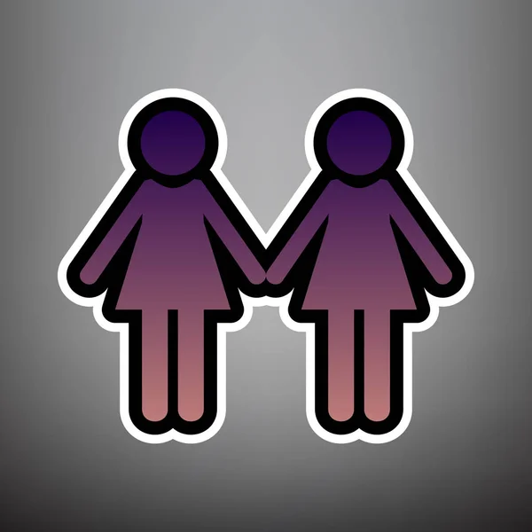 Señal de familia lesbiana. Vector. Icono de degradado violeta con negro y — Vector de stock