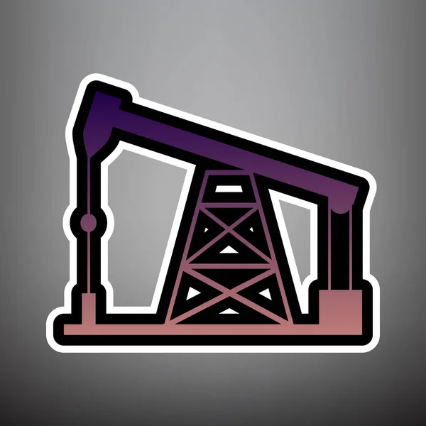 石油掘削リグのサイン。ベクトル。黒と紫のグラデーション アイコンを — ストックベクタ