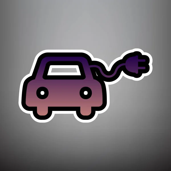 Öko-Elektroauto-Schild. Vektor. violettes Gradienten-Symbol mit schwarzem a — Stockvektor