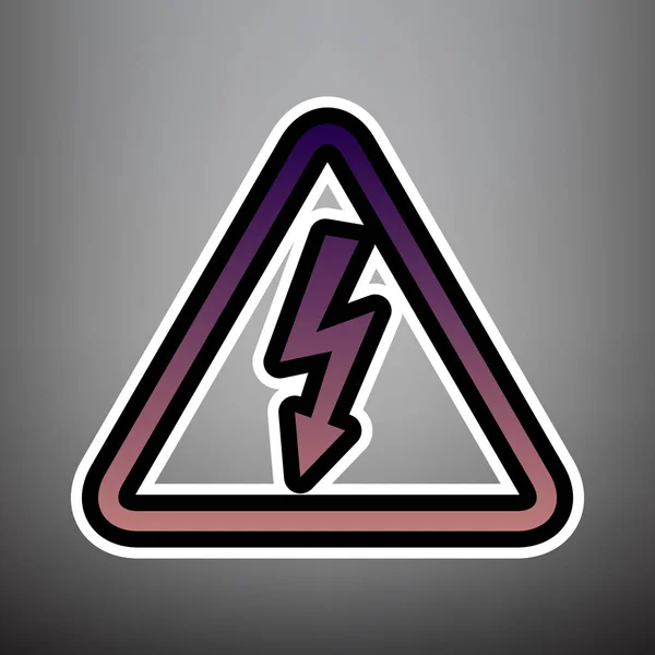 Signal de danger haute tension. Vecteur. Icône dégradée violette avec blac — Image vectorielle