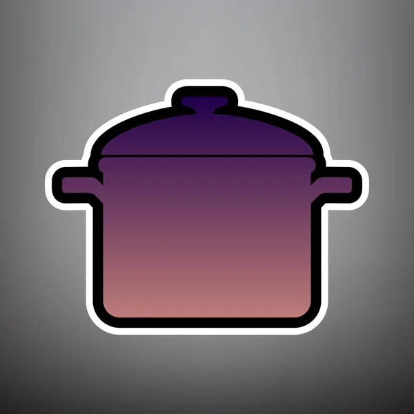 Kochtopfschild. Vektor. violettes Gradienten-Symbol mit schwarz und wh — Stockvektor