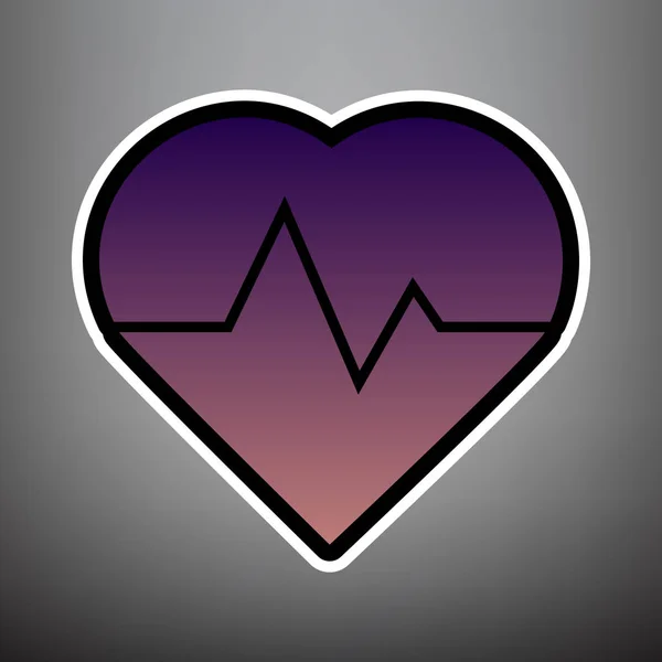 Heartbeat sign illustration. Vector. Violet gradient icon with b — Stock Vector