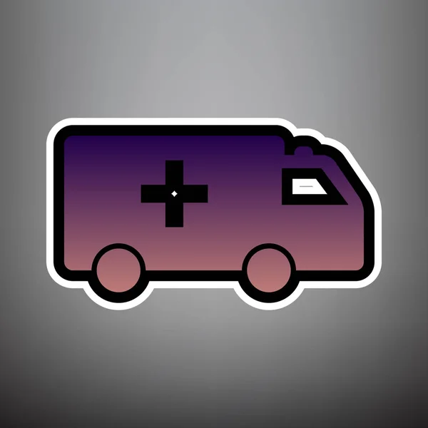 Ambulance sign illustration. Vector. Violet gradient icon with b — Stock Vector