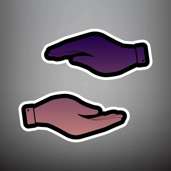 Handzeichen-Illustration. Vektor. violettes Gradienten-Symbol mit Schwarz — Stockvektor
