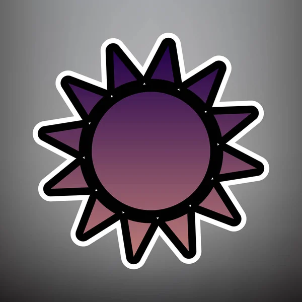 Солнечная иллюстрация знака. Вектор. Фиолетовый градиентный значок с черным — стоковый вектор