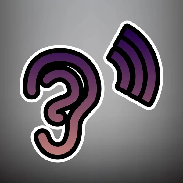 Human anatomy. Ear sign with soundwave. Vector. Violet gradient — Stock Vector