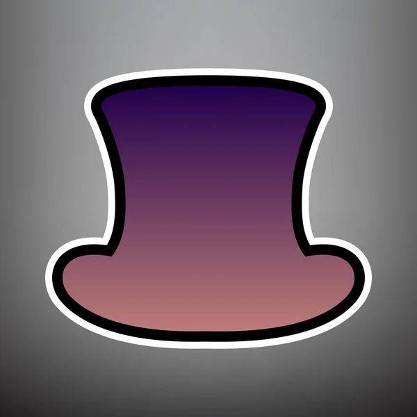 Top hat sign. Vector. Violet gradient icon with black and white — Stock Vector