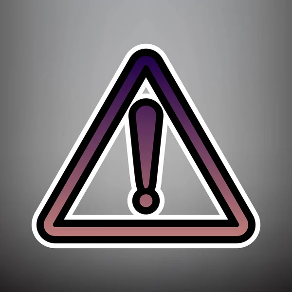 Exclamation danger sign. Flat style. Vector. Violet gradient ico — Stock Vector