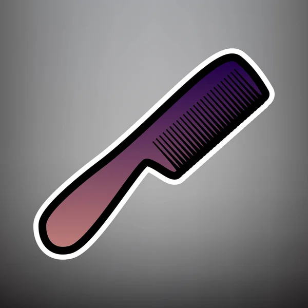 Peigne simple signe. Vecteur. Icône dégradée violette avec noir et wh — Image vectorielle