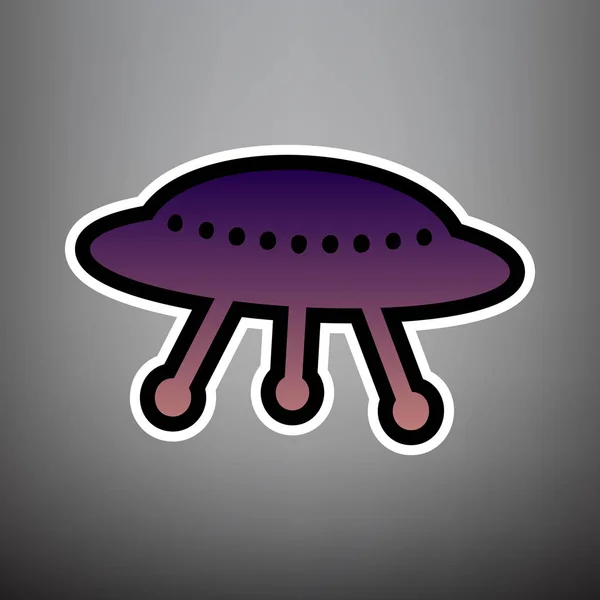 UFO egyszerű jel. Vektor. Lila színátmenet ikon, fekete-fehér — Stock Vector